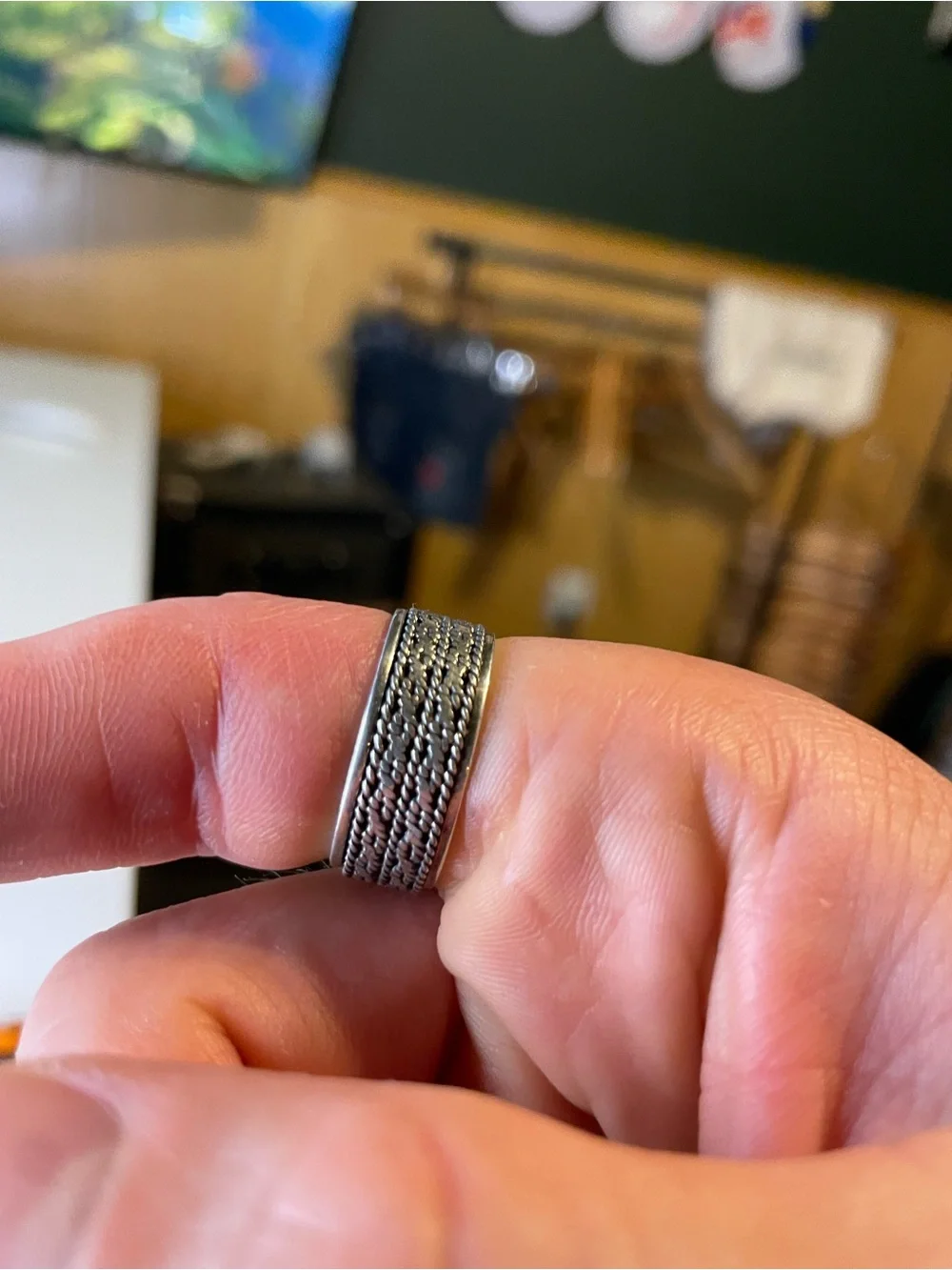 Men's Textured Silver Spinner Ring 925 silver